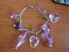 Bratara handmade charms margele din plastic, mov, galben, transparent unicat
