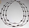 Colier argint masiv (50g) cu ornamente si 40 accente DIAMANTE