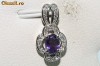 superb pandantiv aur alb 14K ametist si diamante naturale 1,9gr