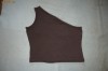 Top, Bustiera, Maieu, Tricou de culoare maro-brun, cu un umar liber Top, Bustiera, Maieu, Tricou de culoare maro-brun, cu un umar liber