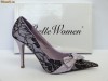 Pantofi mov cu negru  , saten si dantela  - (Belle Woman 3199-2 purple) 50% REDUCERE