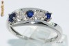 Inel superfinut din aur alb 10K, 2.4g, ornat cu 3 SAFIRE si 11 BRILIANTE de 1/3ct