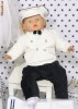 Costum Botez Raiat Cu Sacou ivory si cu Pantalon bleumarin