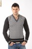 Pulover de barbati Souvenir Clubbing carouri alb-negru [Cod: TZPS003]