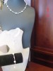 Set argint colier, bratara si cercei perle swarovski - bijuterii mireasa handmade