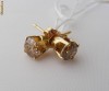 Cercei STUD aur 14K, 1g, ornati cu 2 DIAMANTE Cognac naturale superbe de cate 1/2 carat