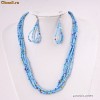 Set Handmade Cercei si Colier Bilute Insirate Albastru