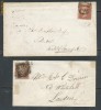 RFL 1855 MAREA BRITANIE doua plicuri clasice cu timbre de 1 penny Regina Victoria, unul nedantelat