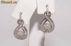 superbi cercei aur alb 14K cu diamante naturale 1.10CT foarte ieftini