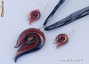 Pandantiv, colier cu cercei din sticla de Murano, unicat, creat manual, ambalat frumos intr-o cutie special pentru cadou