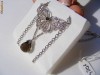 Colier ag 925 placat cu rodiu, 10g, pandant fluture ornat cu TOPAZ smoky si DIAMANTE