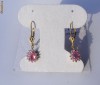 Superbi Cercei designer aur 14K, 2.5g, ornati cu 2 SAFIRE roz si 24 BRILIANTE, 1.28CT !!!