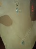 Set argint cercei si pandantiv cu cristale swarovski aquamarine 16 mm