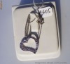 Colier aur 14K, 3g, pandant INIMA ornata cu 25 AMETISTE si TANZANITE !!!