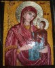 Icoana bizantina pictata pe lemn in culori tempera si foita de aur, reprezentadu-Le pe Sfanta Ana cu Maica Domnului mica