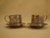 ELEGANT SET DE DOUA CESCUTE, DIN METAL ARGINTAT