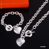 SET  PLACAT CU ARGINT 925 (marcat 925) format din LANT cu pandantiv INIMA DUBLA si BRATARA cu pandantiv INIMI DUBLE! Cadou perfect de Valentine's Day!