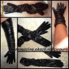 MANUSI FASHION de DAMA, PIELE ECOLOGICA LUCIOASA NEAGRA, FOARTE LUNGI, INCRETITE