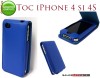 HUSA ALBASTRA TOC ALBASTRU PIELE ECO PREMIUM + FOLIE CADOU IPHONE 4S IPHONE 4- TRANSPORT GRATUIT!