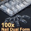 tipsuri refolosibile 100 buc, sabloane pentru unghii false, constructie unghie artificiala cu acril, acryl sau gel, manichiura, transparente, clear