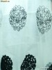 Perdea / Perdele Georgia Alba Brodata cu Flori Negre G137N