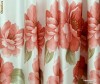 Draperie / Draperii Alb Satinat cu Imprimeu Flori Mari Rosii J6011D