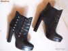 OMG Botine MICHAEL KORS pt pant scurti autentice bot alungit, tinte batute, elastic pe glezne, toc masiv piele naturala 36/36.5/24cm