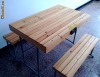 Masa pliabila pentru CAMPING / PICNIC / GRATAR / PESCUIT de 4 persoane cu 2 bancute de lemn - ULTIMUL PRET