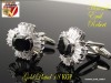 Butoni pentru mansete camasa Luxury, placati cu Aur Alb 18k,  Dark Safir si topaze. No134