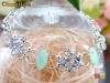 Bratara placata cu aur alb, cu agate ochi de pisica verzi si cristale swarovski clear Bratara placata cu aur alb, cu agate ochi de pisica verzi si cristale swarovski clear