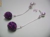 CERCEI ARGINT MODEL LUNG BILA CRISTALE SWAROVSKI MOV INCHIS