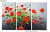 Tablouri triptic ulei pe panza - Aranjament floral cu maci (150x80cm)