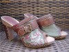 Saboti dama - REPLAY RP510- 100% autentici, piele naturala si textil blugi cu motiv floral, marimea 36 !  NOU! Platforma din LEMN MASIV! Superbi !