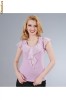 Tricou YOKKO din jerse elastic cu jabou si aripioare de voal - Lila