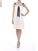 Rochie TinaR bej din satin cu funda neagra