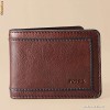 Portofel piele barbati FOSSIL ML296588200 nou cu eticheta, compatibil la dimensiuni cu bacnotele autohtone, CUTIE METALICA FOSSIL pret catalog 50 euro