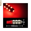 bec led T10 W5W alb leduri pozitie 13 smd 5050 rosu - pozitie, interior sau numar, led-uri, becuri led, lumini masina