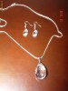 Set superb din argint format din colier si cercei cu cristale swarovski pear crystal - bijuterii mireasa