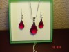 Set superb din argint format din colier si cercei cu cristale swarovski baroque Ruby - bijuterii mireasa