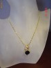 Pandantiv placat cu aur, cu cristal jet (negru) princess cut si cristale swarovski + lant placat cu aur - bijuterii mireasa
