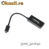 Adaptor compatibil pt dispozitivele care suporta MHL (Mobile High-Definition Link-Interfata conectare cu terminal compatibil HD) MICROUSB-HDMI tv-out