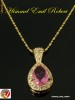 Lantisor placat cu Aur G 18K,Pandantiv cu Pink Safir,no 5444