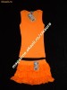 SET MAIEU FUSTITA MINI ORANGE FOSFORESCENT NEON 3 VOLANE VOLANASE 100% BUMBAC VARA PLAJA PISCINA CLUB MAIEURI FUSTITE FUSTE