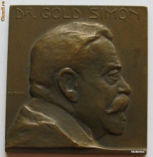 Placheta - Dr. Gold Simon - semnata Gyula Muranyi 1910 foto