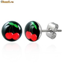 Cercei din inox 6 mm - ciresele - cod 100 foto
