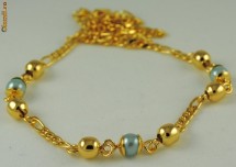 LANT PLACAT CU AUR GALBEN DE 18 K CU SIDEF ALBASTRU DESCHIS foto