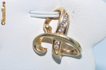 pandantiv aur galben 14K cu diamante naturale 0,12CT deosebit foto