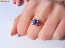 Inel aur alb cu SAFIR STAR cu 6 raze cabochon 1.15 carate foto