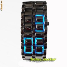 Super ceas led-uri Dark Iron Samurai Lava Blue / albastru Dama! 2 cm latime!