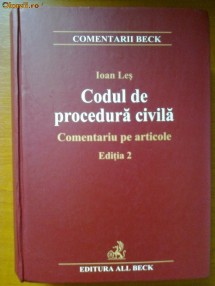 CODUL DE PROCEDURA CIVILA - IOAN LES - COMENTARIU PE ARTICOLE foto